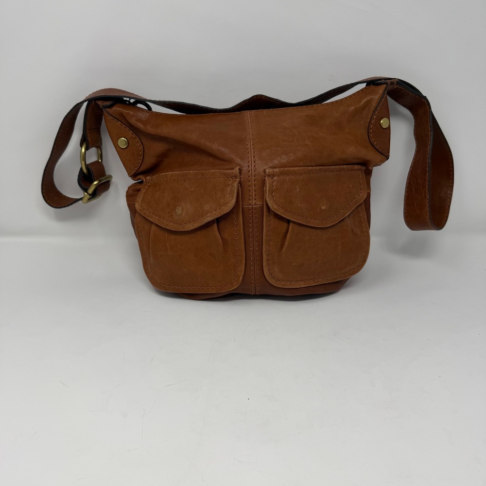 Fossil Long Live Vintage Crossbody Bag Cognac Leather Utility Women Small